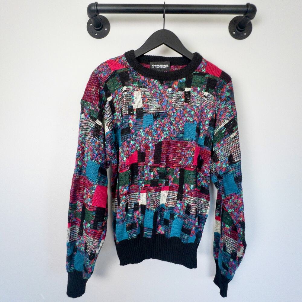 Vintage Expressions International Coogi Style 3D Knit Sweater L 90s